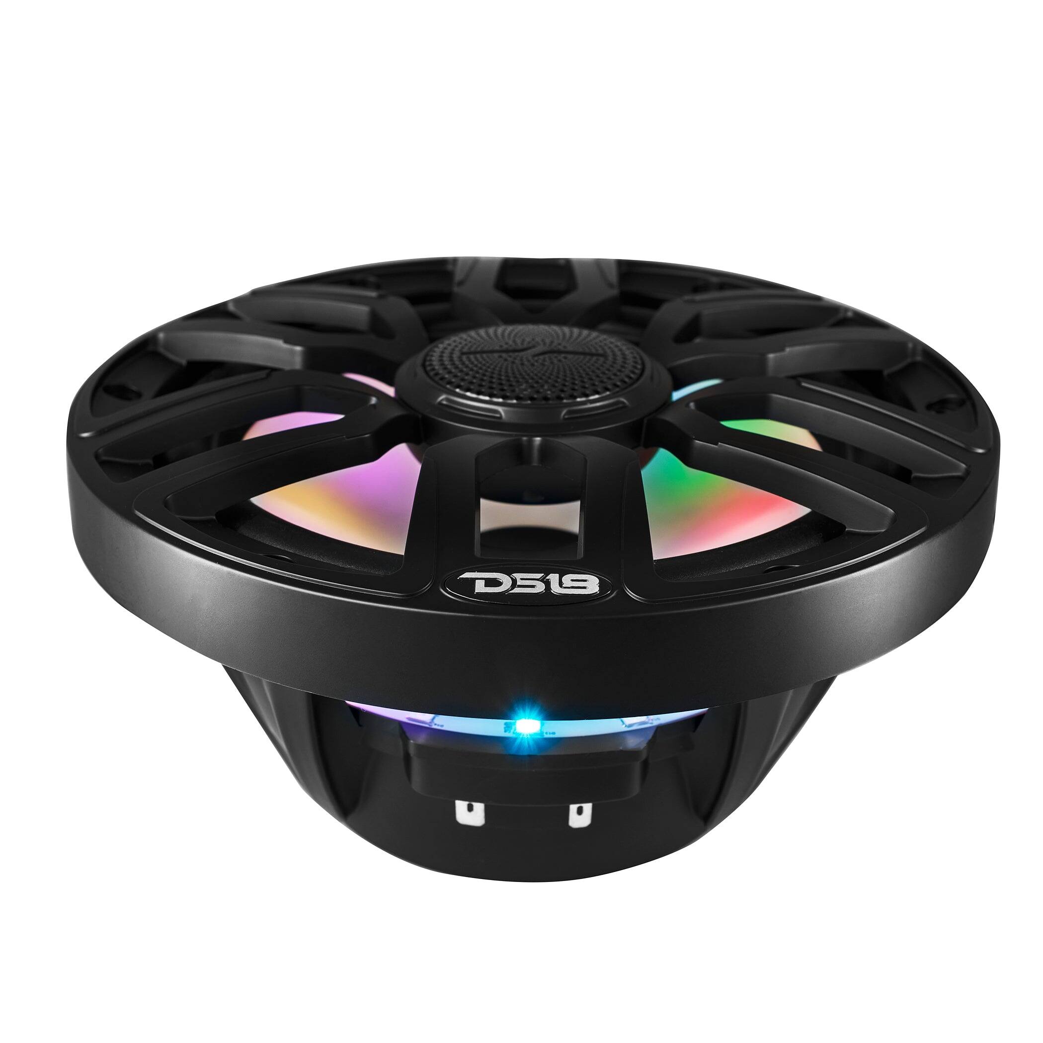 Angle. DS18 Audio - NXL-IQ 8" 2-way Coaxial Speaker with Built-in Driver and Grille (Pair), 175W RMS 4-Ohm - Black.