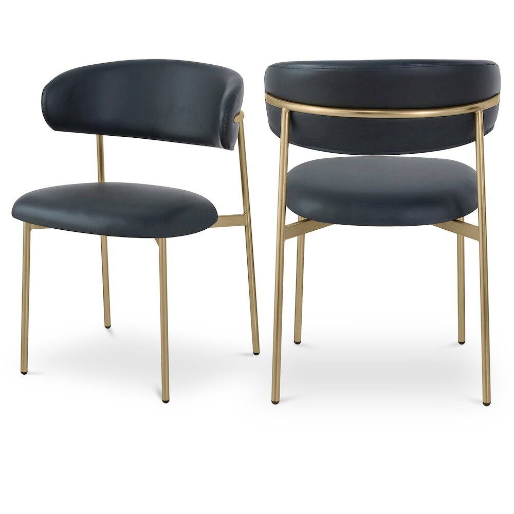 Front. Meridian Furniture - Lupita Black Vegan Leather Dining Chair, Set of 2 - Black.