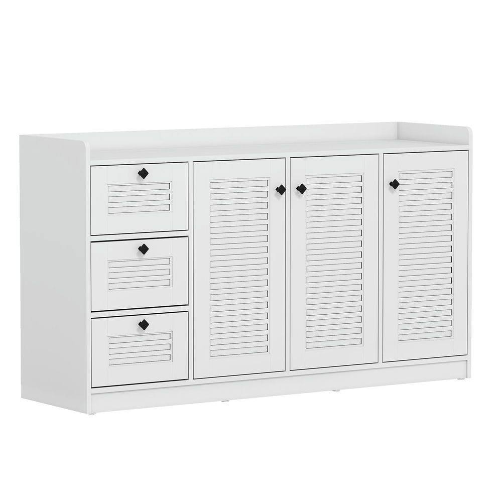 Alt View 2. Kadyn - Modern 3-Door Sideboard Cabinet with Ample Storage Space, White - White.