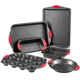 VEVOR - Baking Pans Set, 6-Piece, Nonstick Carbon Steel Cookware Sheets & Trays, Stackable Kitchen Oven Bakeware Cooking Sets - Charcoal Black