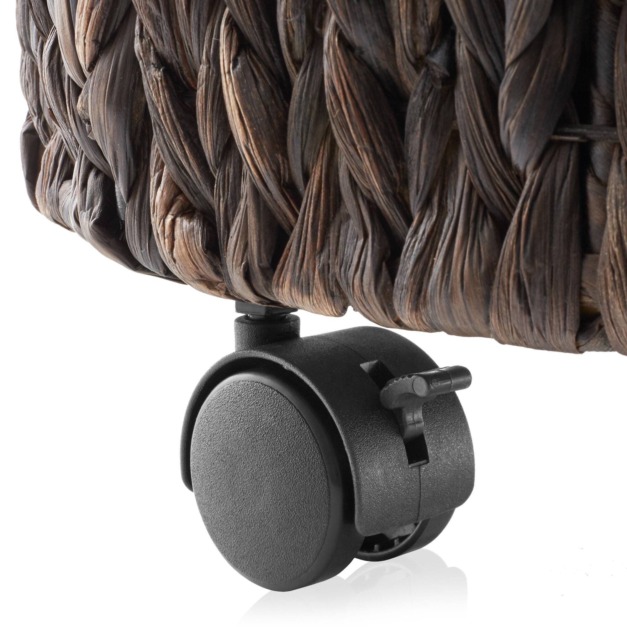Alt View 5. Casafield - Rolling Storage Basket with Lid and Locking Wheels - Hyacinth Wicker - Espresso.
