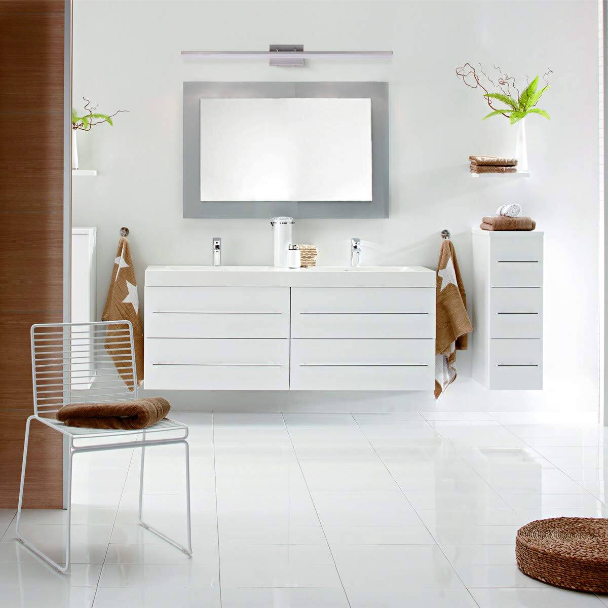 Left. HM 1810 - n Modern Led Vanity Light For Bathroom Lighting Dimmable w Brushed Nickel - Cold White 5000k 48 inches.