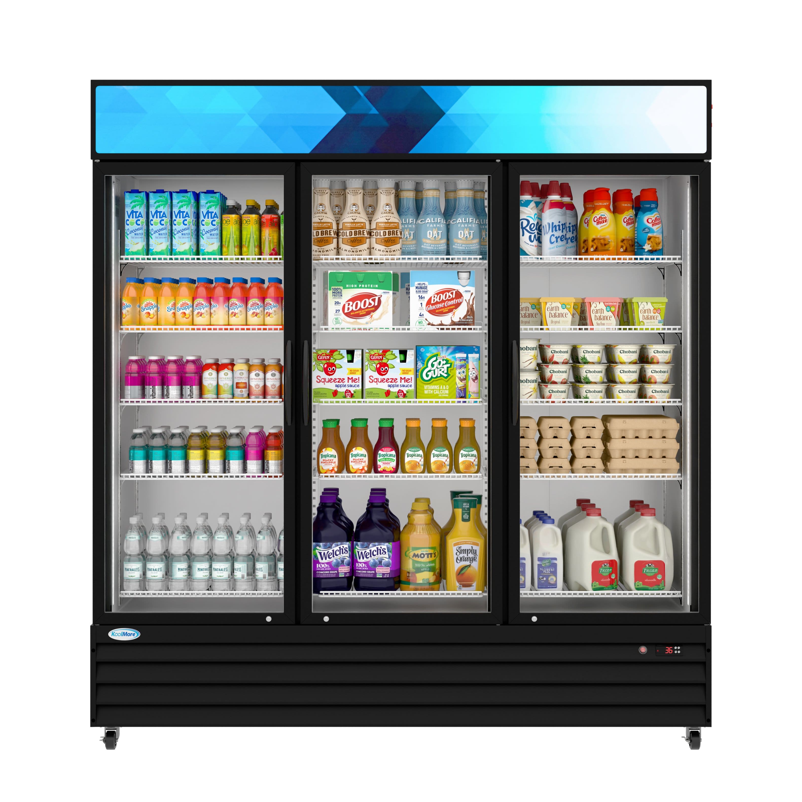 Koolmore - 71 in. Three-Door Merchandiser Refrigerator - 56 Cu Ft. MDR-3GD-63C - Black