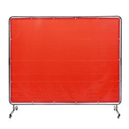 VEVOR - Welding Screen with Frame, 6' x 8' Welding Curtain Screen, Flame-Resistant Vinyl Welding Protection Screen - Red