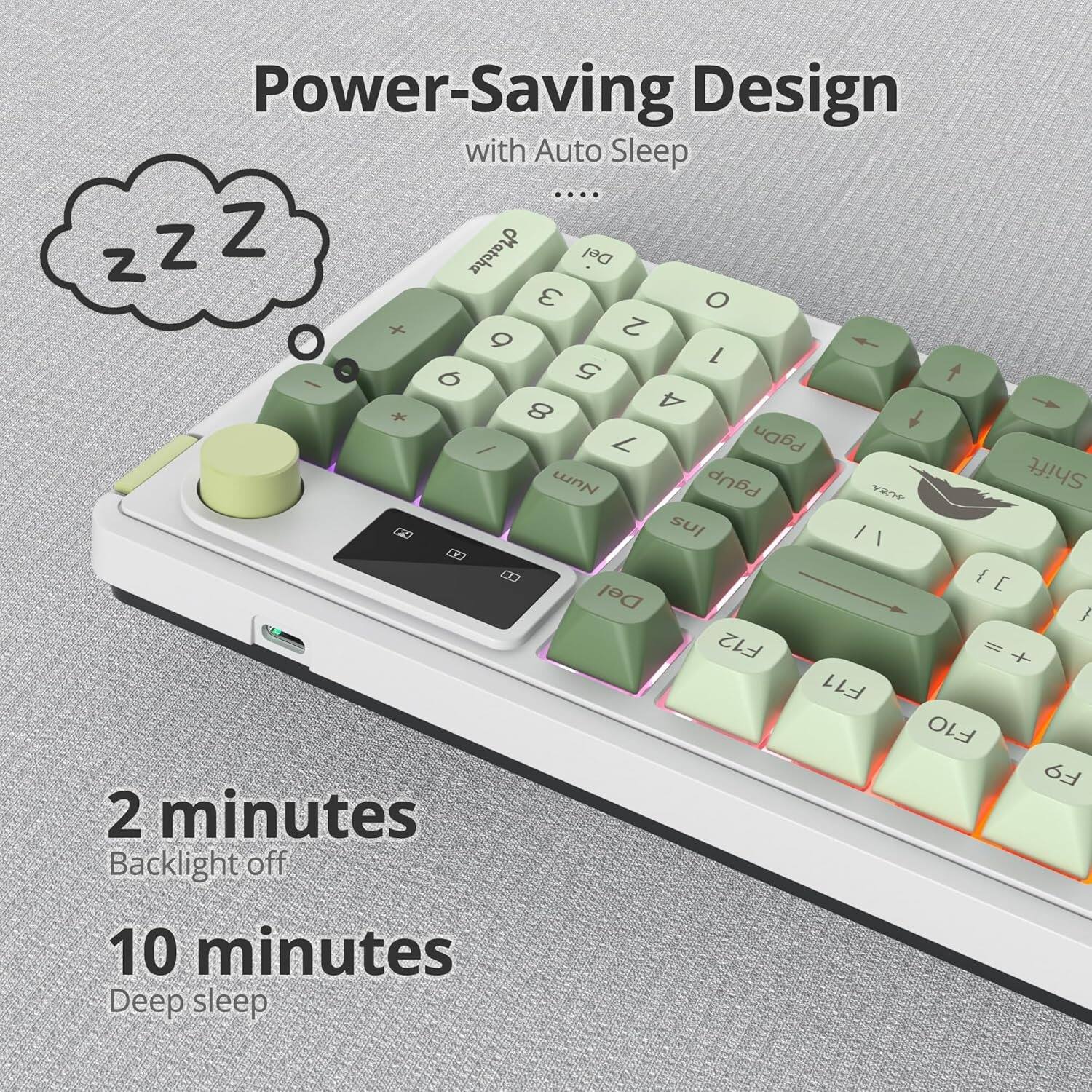 Power-Saving Design with Auto Sleep

2 minutes Backlight off

10 minutes Deep sleep