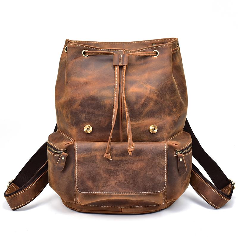 Alt View 9. Steel Horse Leather - The Hagen Backpack | Vintage Leather Backpack - Dark Brown.
