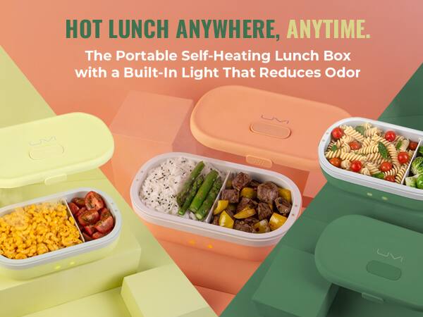 HOT LUNCH ANYWHERE, ANYTIME.
The Portable Self-Heating Lunch Box with a Built-In Light That Reduces Odor