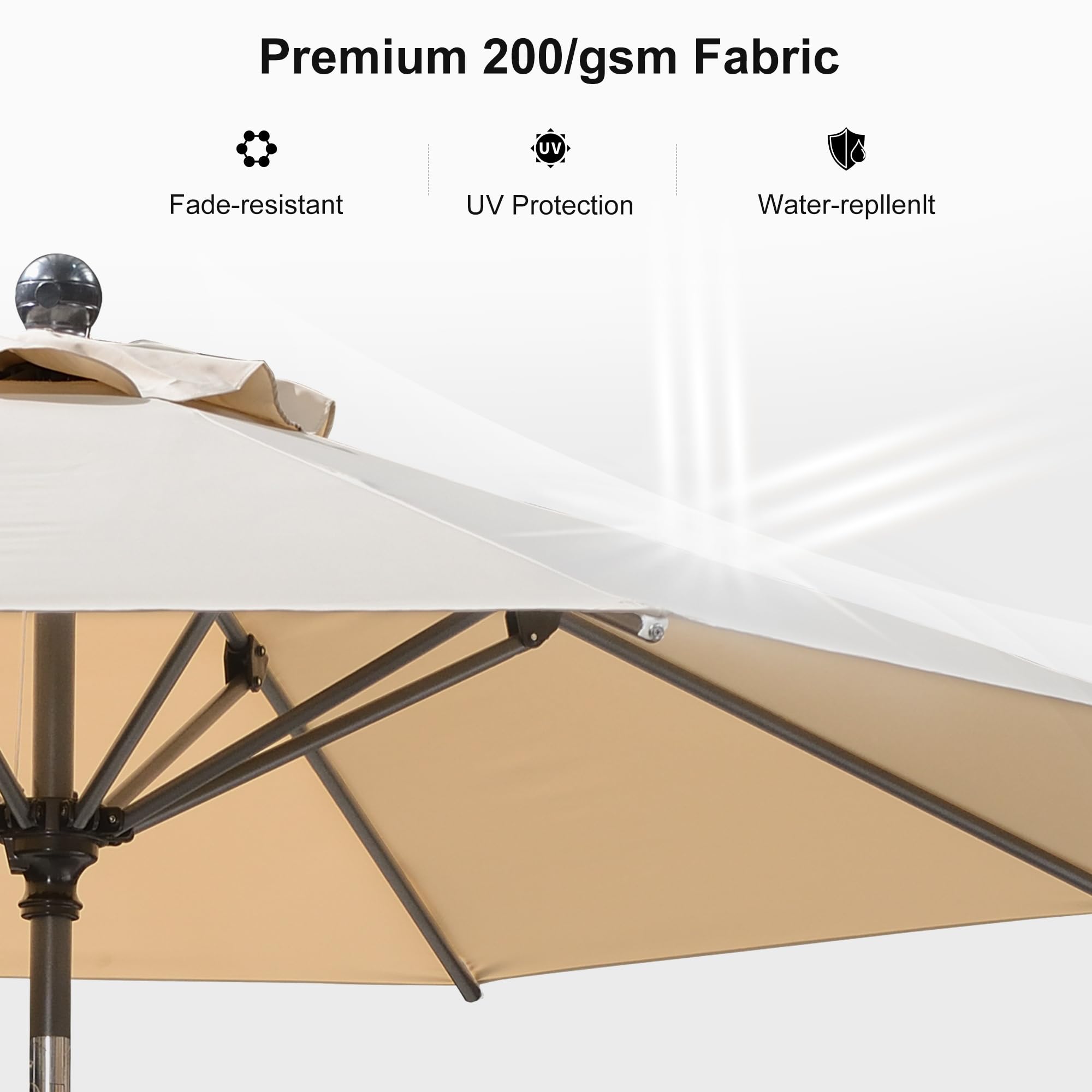 Premium 200/gsm Fabric

- Fade-resistant
- UV Protection
- Water-repellent