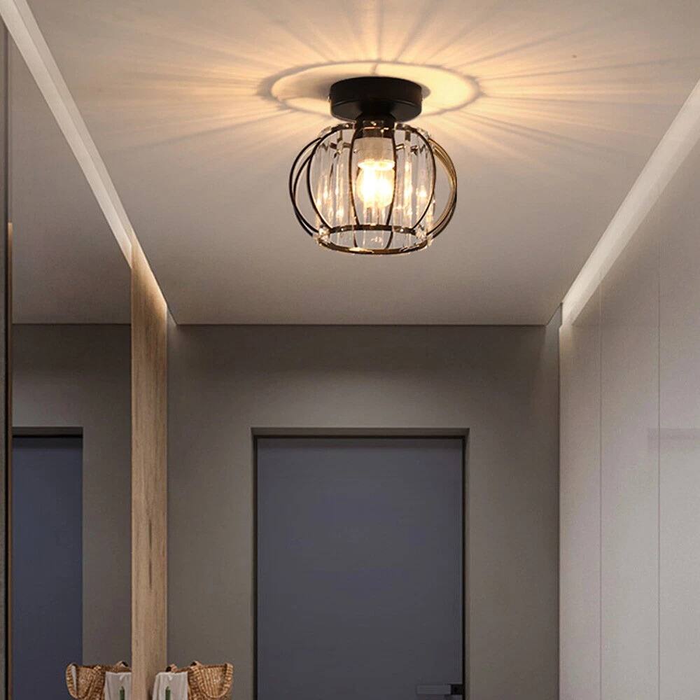 Angle. Home Collection - Modern Crystal Chandelier Flush Mount Ceiling Light Fixture for Hallway Bedroom Living Room.
