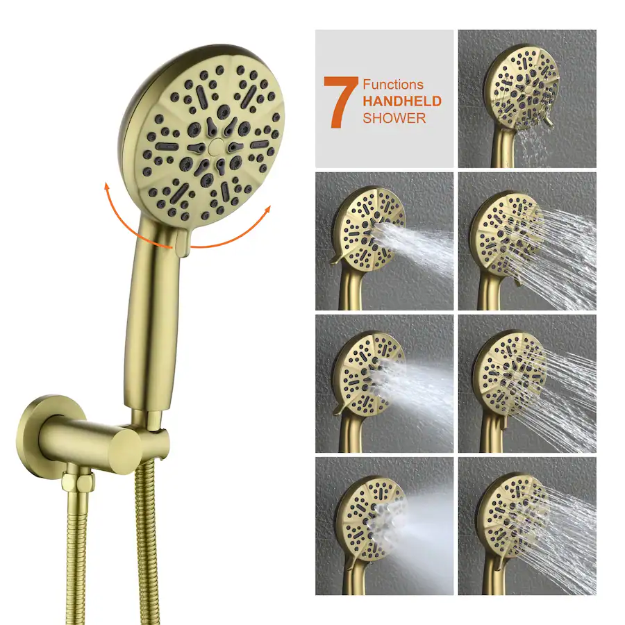Modern Card Function Boyel Living 12 Inch Rain Shower System Brass SUS304 3 Function Valve 7 ...