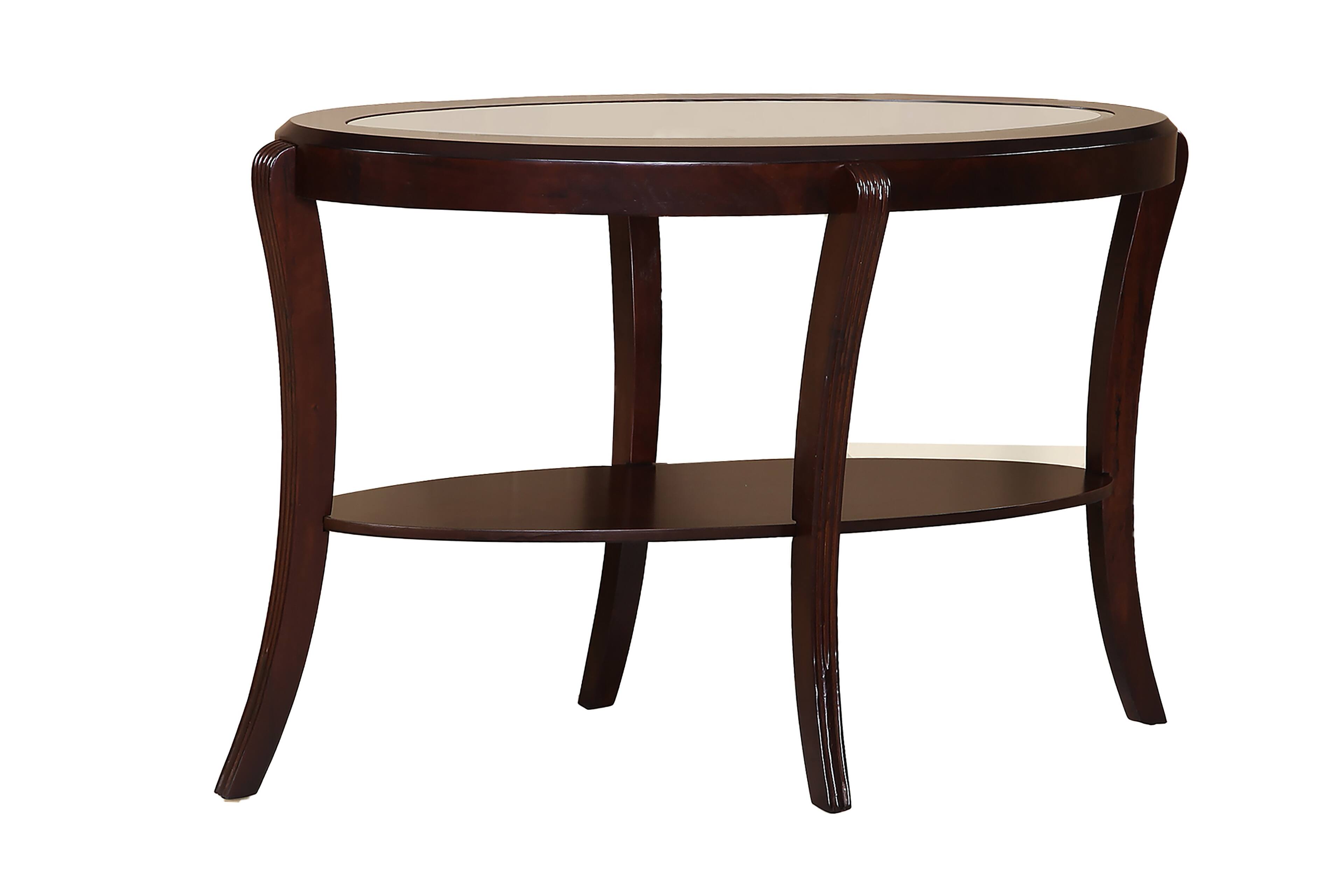 Left. TinyHomie - Console Table Espresso Dark Cherry Traditional 1pc Sofa Table w 5mm Tempered Glass Under-Table Shelf Storage Living Room - Espresso.