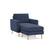 Front. Burrow - Mid Century Nomad Chaise Lounge - Navy Blue.