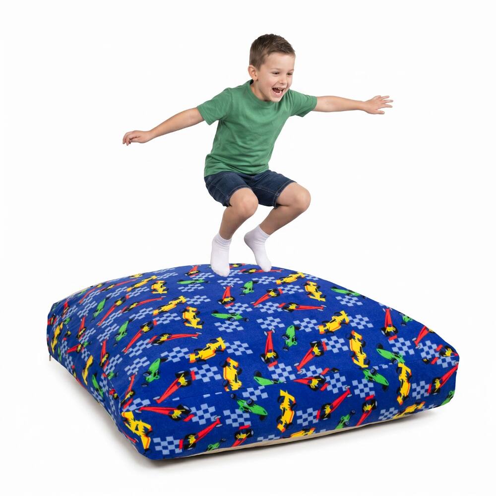 Front. Loheer - Loheer Sensory Crash Pad for Kids and Adults - 36x36 Foam Block Crash Mat with Non-Slip Bottom, Blue Cars - Blue Cars.