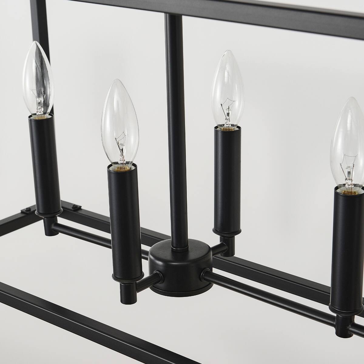 Alt View 9. Loheer - Loheer Farmhouse Kitchen Island Lighting, Matte Black Five Light Linear Chandelier for Dining Room.