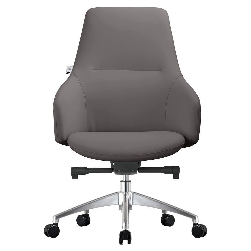 Back. LeisureMod - Celeste High-Back Office Chair - Modern Leather Upholstery, Adjustable Height, Swivel & Tilt Armrest Desk Chair - Grey.