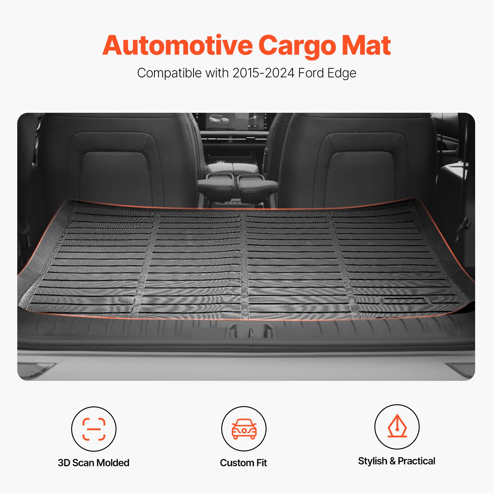 Automotive Cargo Mat  
Compatible with 2015-2024 Ford Edge  

3D Scan Molded  
Custom Fit  
Stylish & Practical