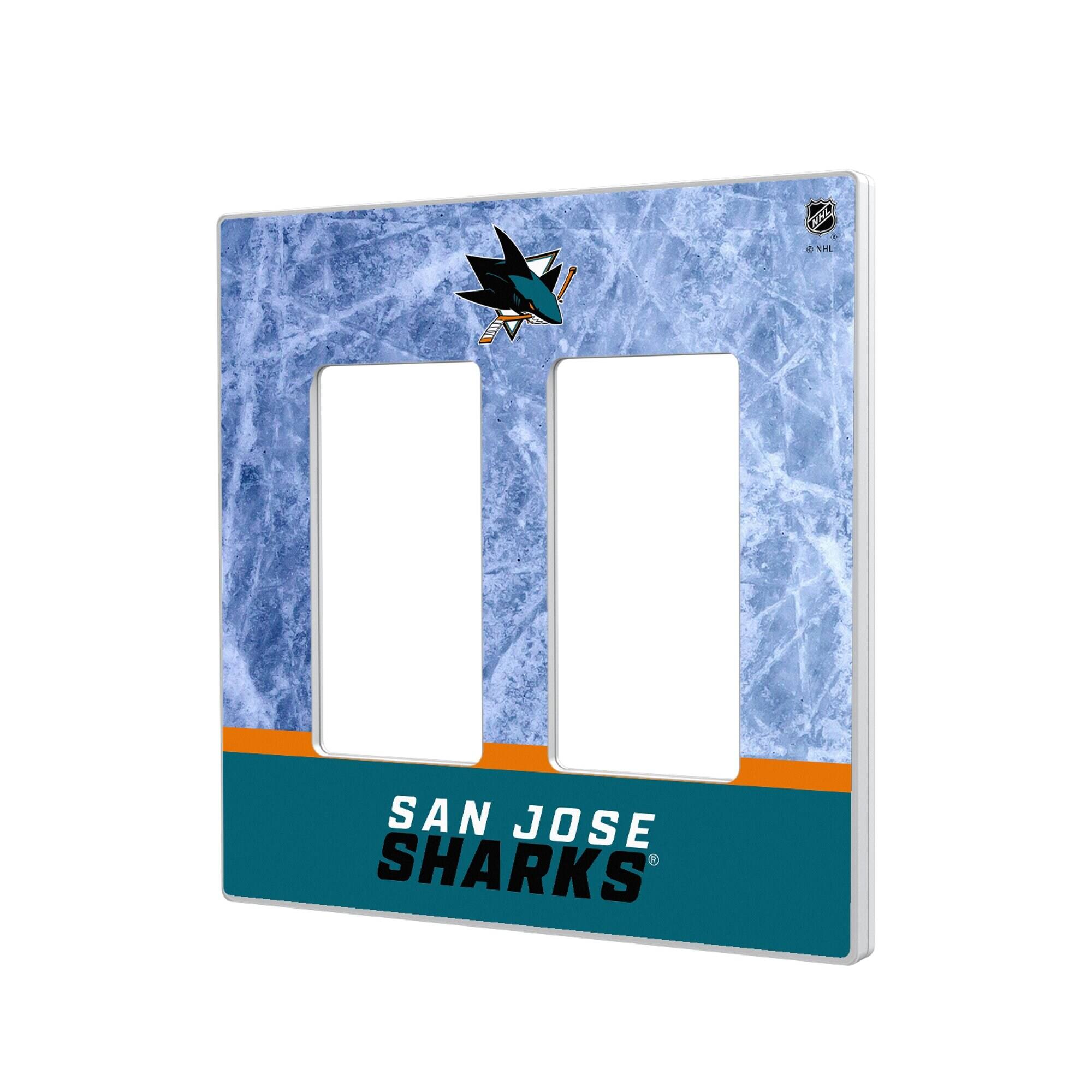 Keyscaper - San Jose Sharks Wordmark Double Rocker Lightswitch Plate - Multicolor