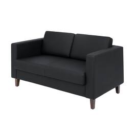 Flash Furniture - HERCULES Artemis Black LeatherSoft Reception Loveseat with 2 AC Outlets/1 USB/1 USB-C Ports and Solid Wood Walnut Legs w - Black