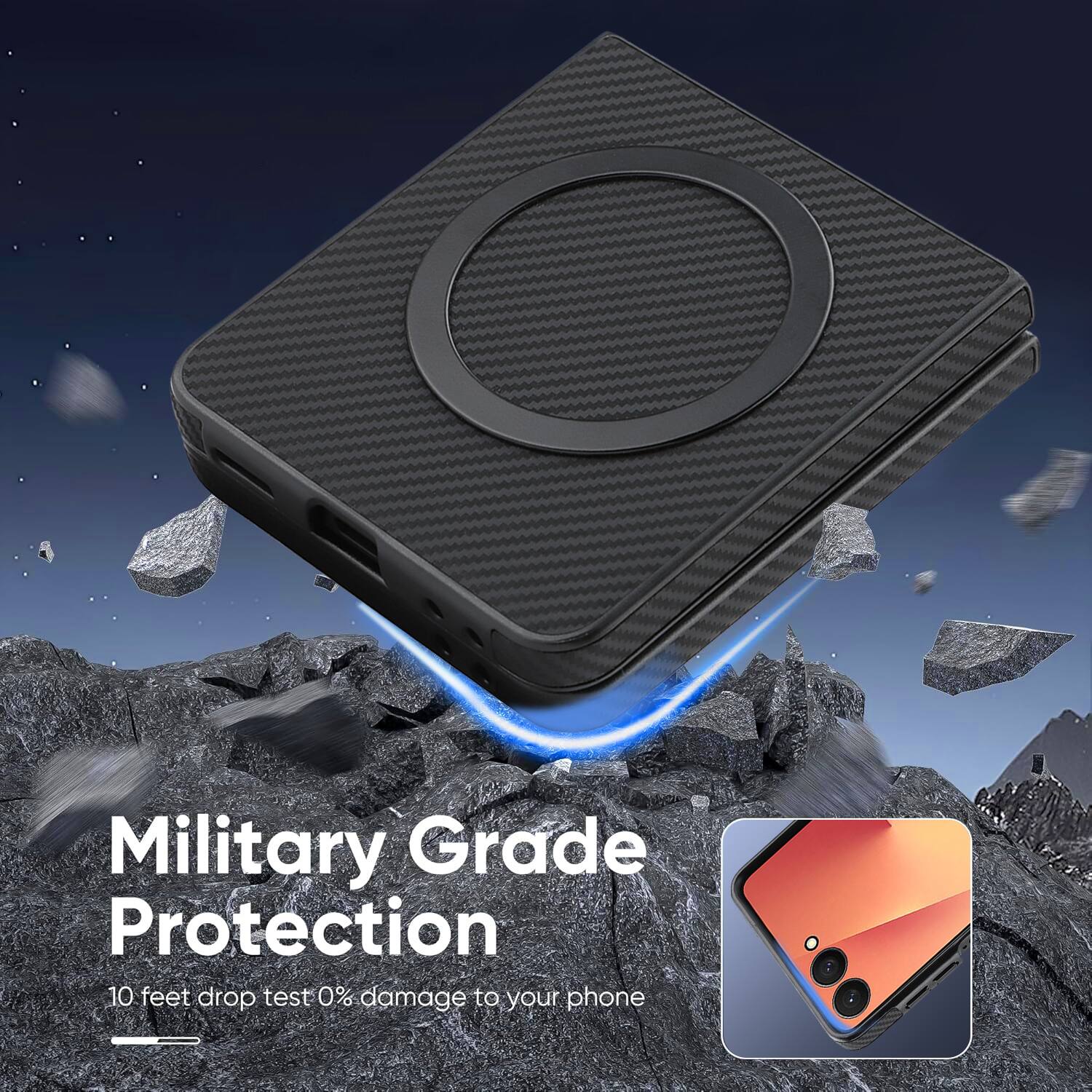 Military Grade Protection  
10 feet drop test 0% damage to your phone