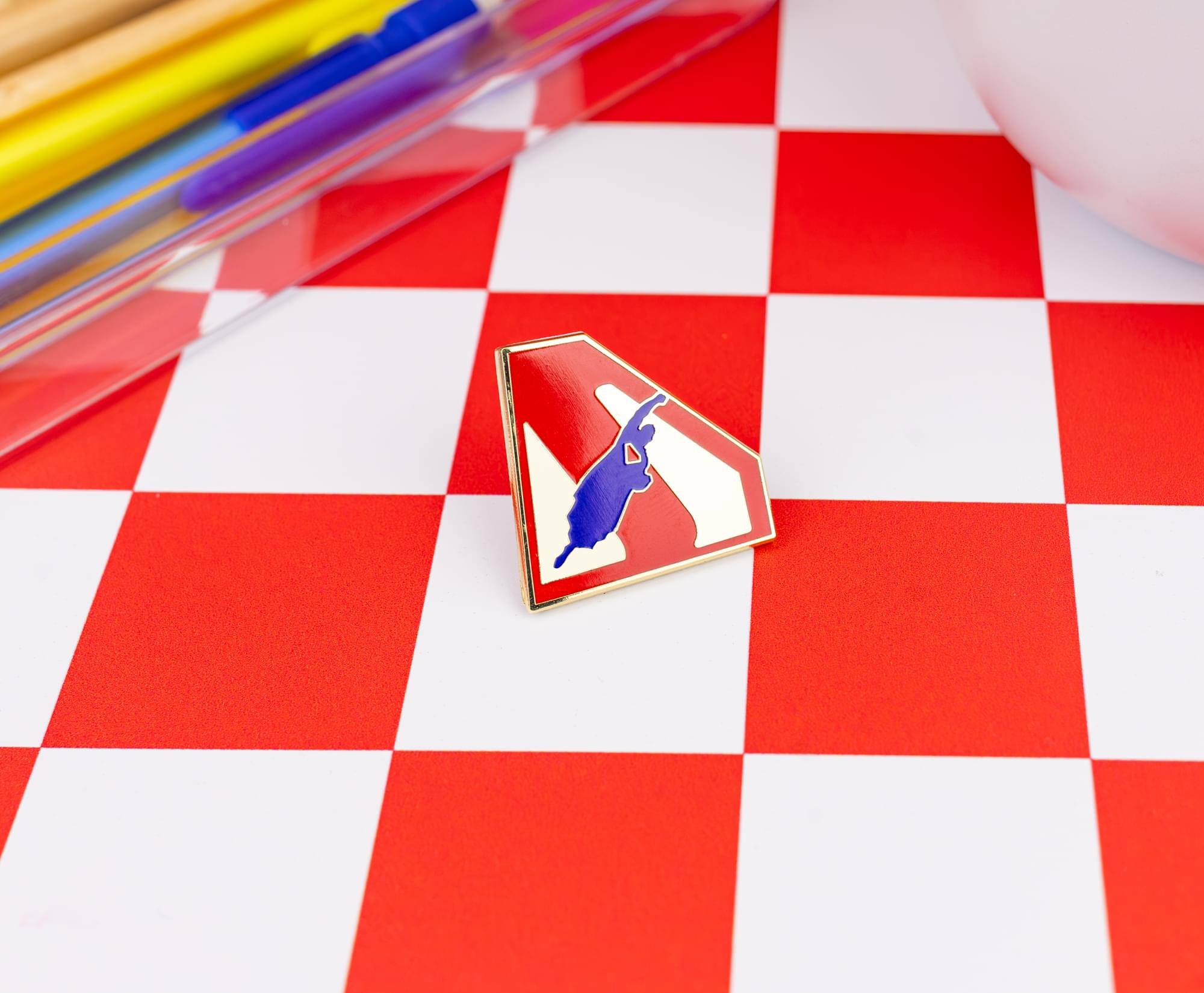 Alt View 3. SalesOne LLC - DC Studios Superman Flying Logo Enamel Pin - Multi-Colored.