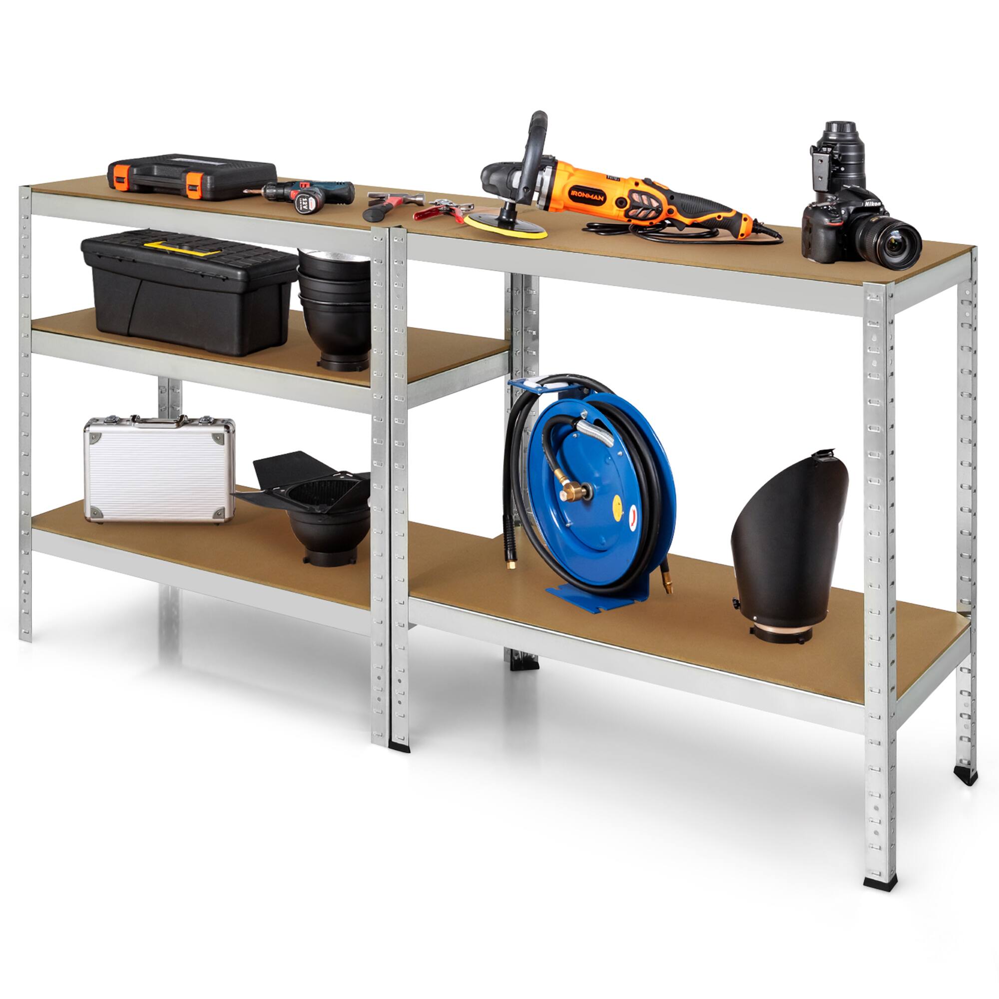 Alt View 7. Gymax - Gymax 72'' Steel 5-tier Garage Shelf Metal Storage Adjustable Unit Silver - Sliver.