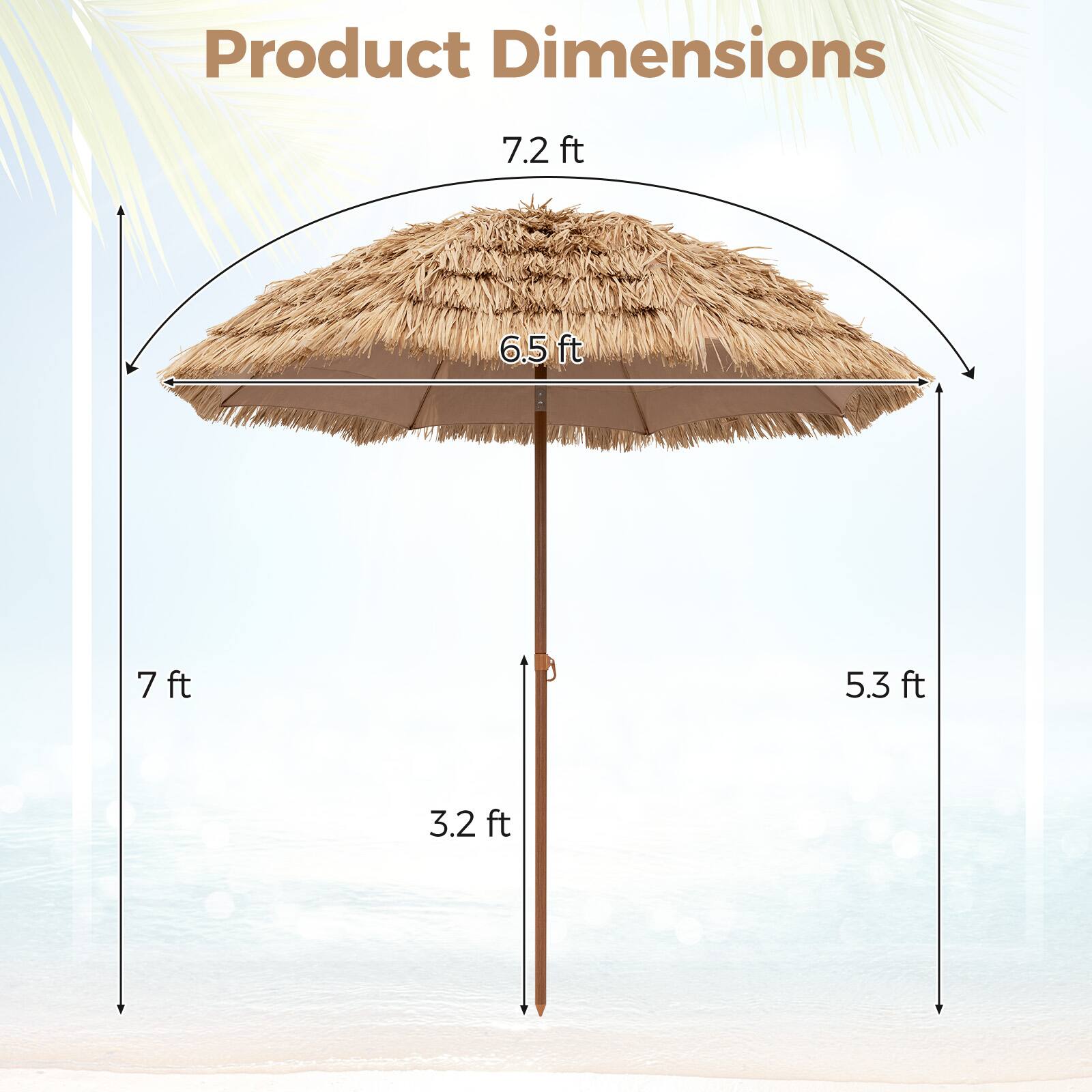 Product Dimensions: 7.2 ft, 6.5 ft, 7 ft, 5.3 ft, 3.2 ft