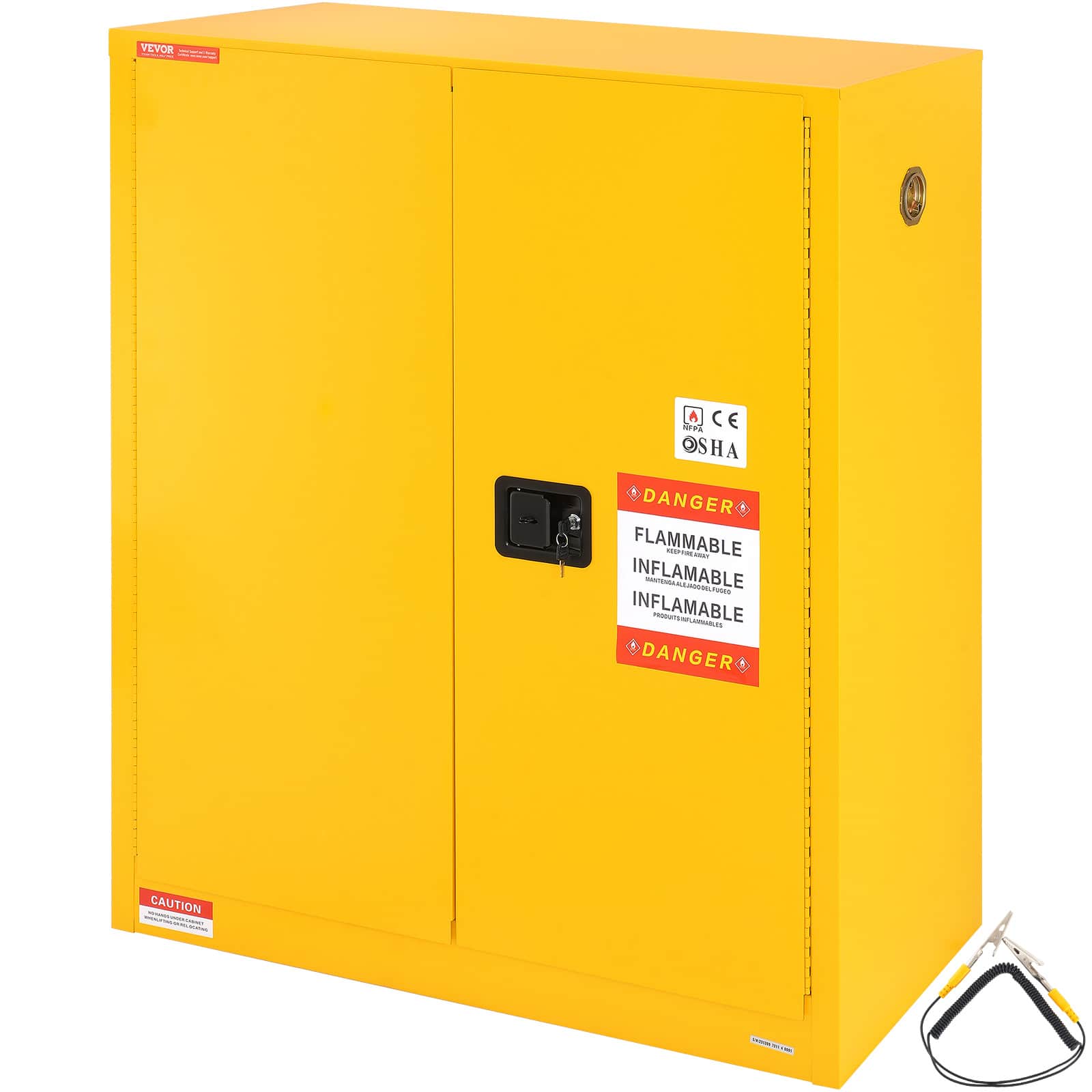 VEVOR - Flammable Storage Cabinet 34 Gal, 43.1x18.1x50.1 inch Cold-Rolled Steel Flammable Liquid Storage Cabinet Explosion - Yellow
