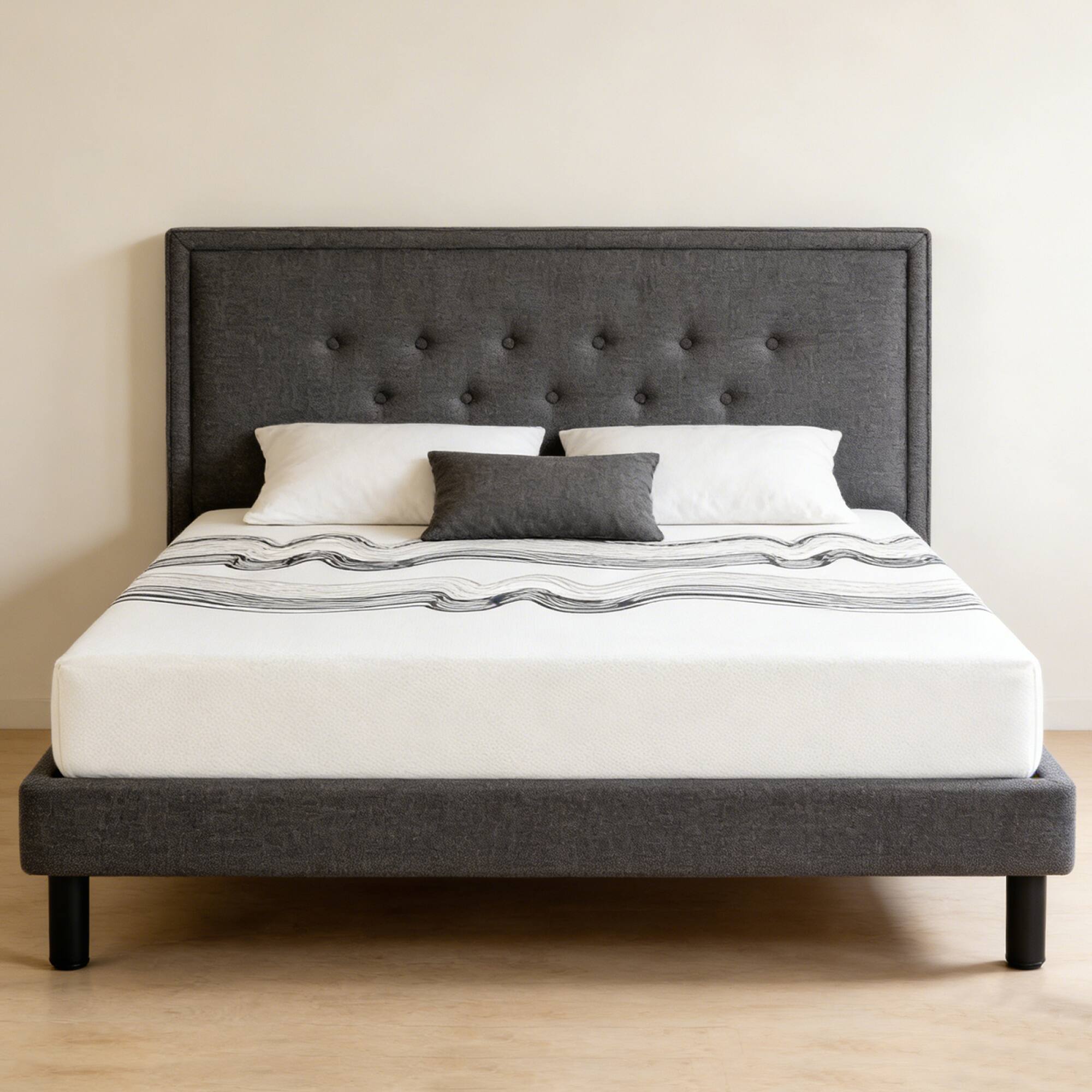 Angle. GOODSILO - 12 Inch Premium King Size Multi-Layer 12-Inch Foam Mattress with Cooling Cover and Zoned Support - White.