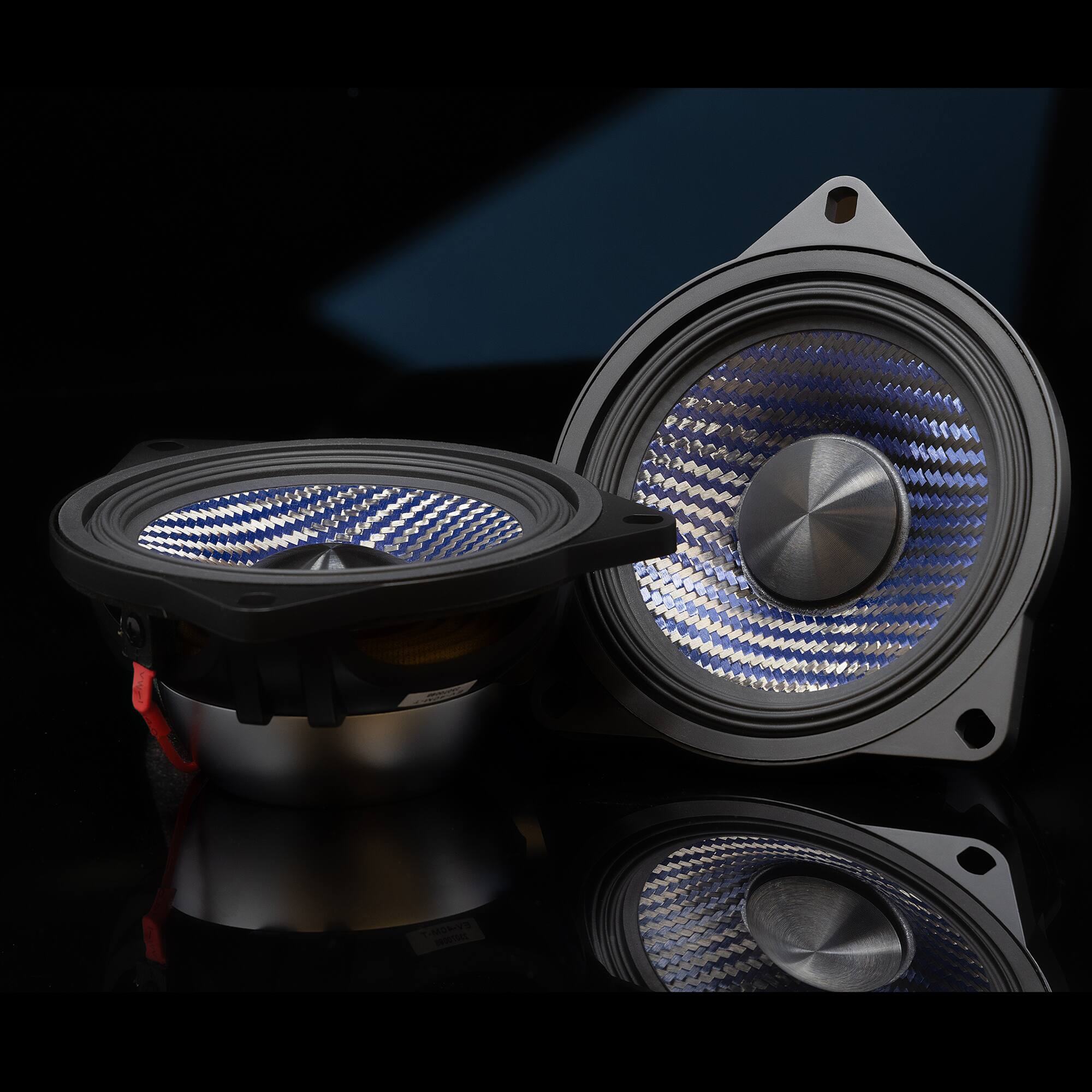 Alt View 5. Alpine - Alpine EV-40M-T - 4" Front Dash Speaker Upgrade Kit Compatible with Select 17-24 Model 3 & 20-24 Model Y - Black/Gray.