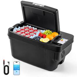 VEVOR - 12 Volt Refrigerator, 37 QT/ 35L Car Fridge for Tesla Model Y, Portable Electric Freezer Compressor with APP Control - Black
