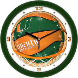 MpDirect - Miami Hurricanes 11.5" Suntime Slam Dunk Wall Clock - Multicolor