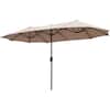 Front. Ainfox - Ainfox 13ft Large Patio Umbrella Outdoor Market Umbrella UV Protection Sturdy Frame w/Easy Crank-Khaki - Khaki.