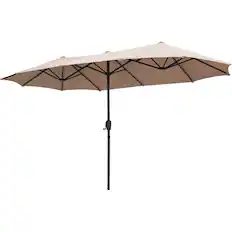 Front. Ainfox - Ainfox 13ft Large Patio Umbrella Outdoor Market Umbrella UV Protection Sturdy Frame w/Easy Crank-Khaki - Khaki.