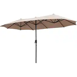 Ainfox - 13ft Large Patio Umbrella Outdoor Market Umbrella UV ProtectionSturdy Framew/Easy Crank for Yard,Poolside,Deck - Khaki