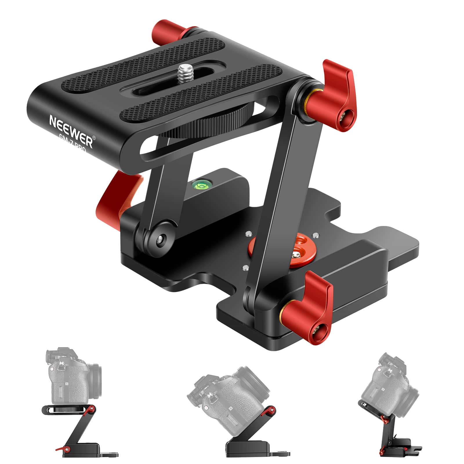 Neewer - Upgraded Z-Flex Tilt Tripod Head, 4 Adjustment Knobs, QR Plate, 6.6lb Load