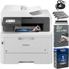 Brother - MFC-L3780CDW Digital Color All-in-One Laser Printer + Print Like A Pro Bundle - White