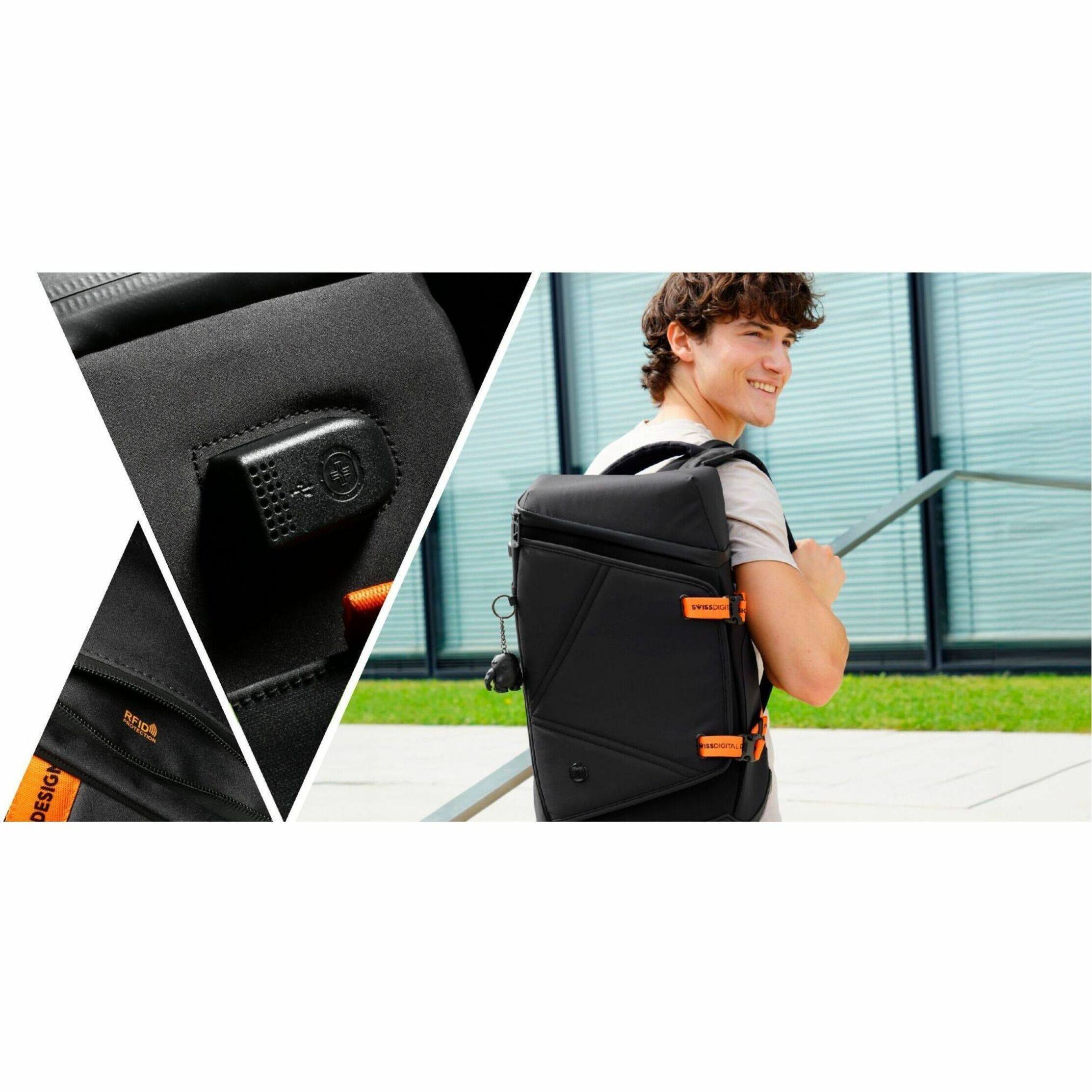 The text on the image reads "DESIGN RFIDS E." However, it is unclear what this text is referring to, as it does not seem to be related to the image of the man with the backpack.