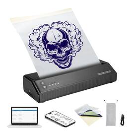 VEVOR - Tattoo Stencil Printer, Wireless Bluetooth Tattoo Printer Transfer Stencil Machine with 10Pcs Transfer Paper - Black