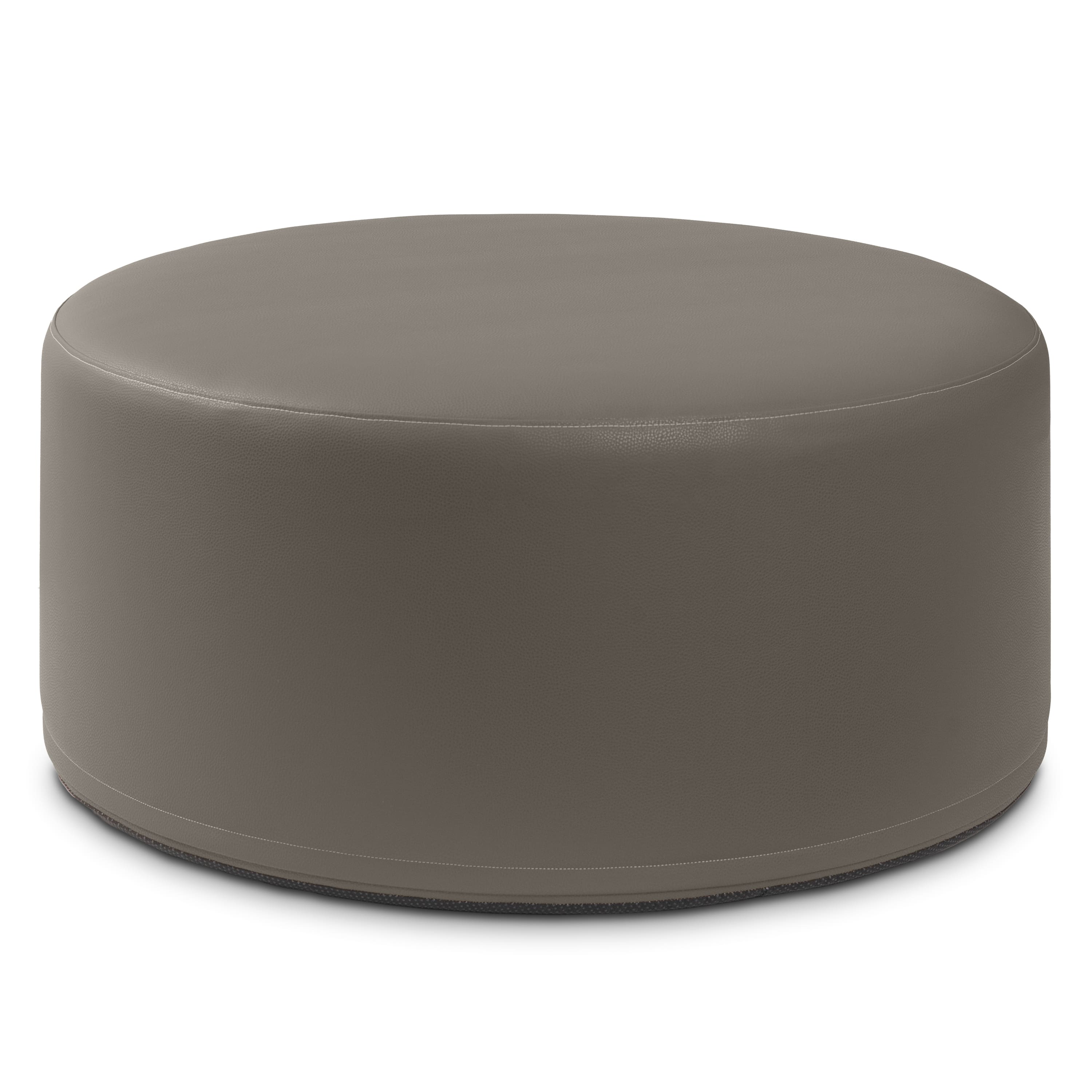 Jaxx - Candler Round Couch Oversized Giant Coffee Table Ottoman, Kid Safe with Removable Cover, Gunmetal - Faux Leather Gunmetal