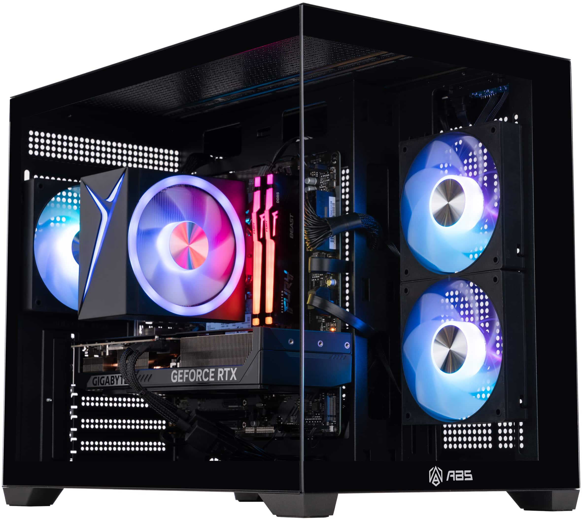 ADVANCED BATTLESTATIONS - ABS Flux II Aqua Gaming PC - Windows 11 - Intel Core i7-14700F - GeForce RTX 5070 - 32GB DDR5 6400MHz - 1TB M.2 SSD - Black