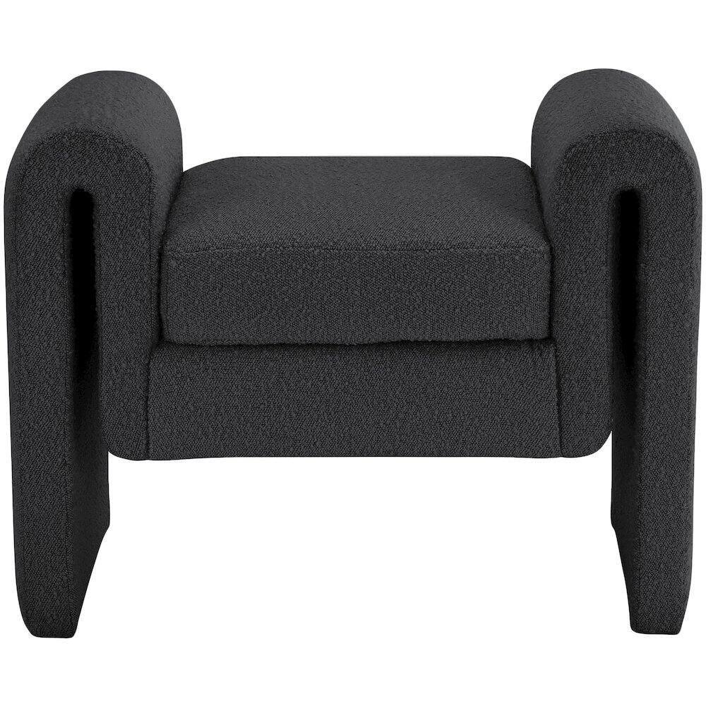Alt View 2. Meridian Furniture - Stylus Black Boucle Fabric Bench - Black.