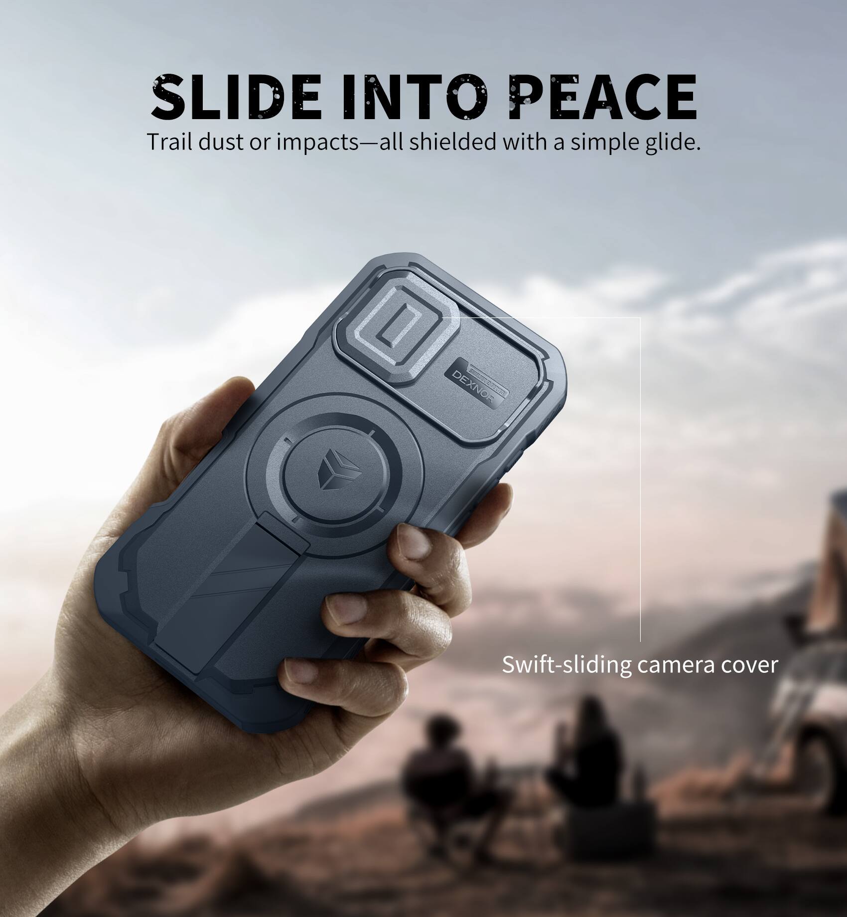 SLIDE INTO PEACE  
Trail dust or impacts—all shielded with a simple glide.  

Swift-sliding camera cover