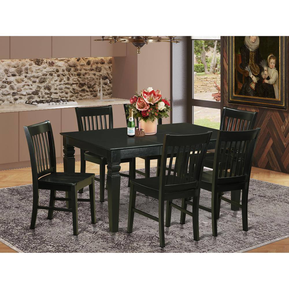 Back. East West Furniture - 7 PC Dining room set -Dinette Table and 6 Dining Chairs - Black.