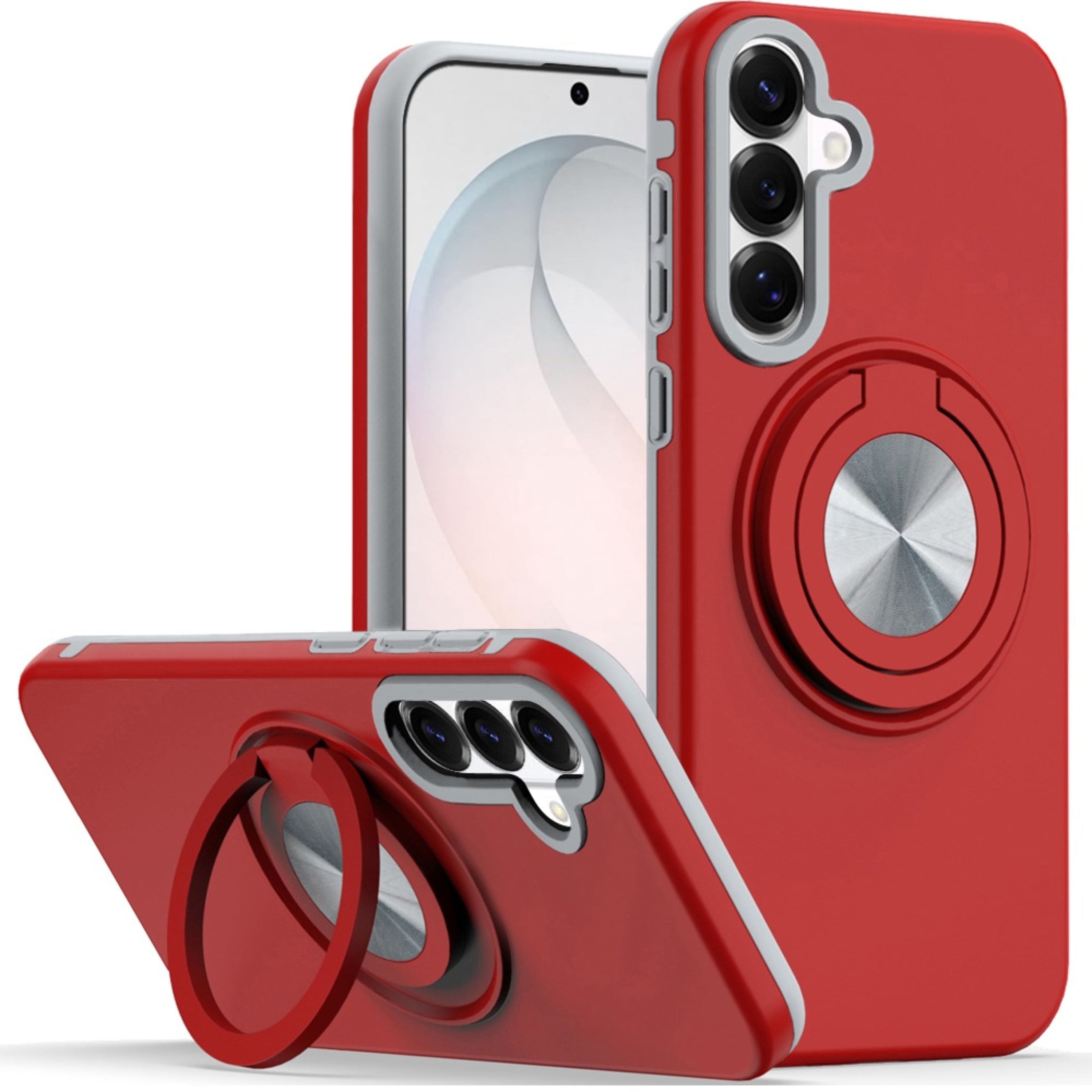 Kitcheniva - Solid Rugged Shockproof With 360 Stand Plus Tempered Glass For Samsung S26 FE - Red price history on PriceWatchPro