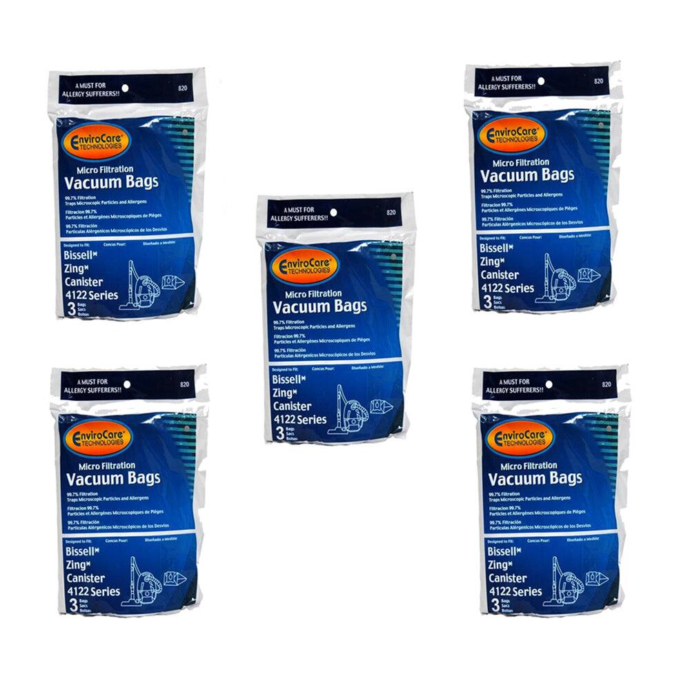 A MUST FOR ALLERGY SUFFERERS!!  
EnviroCare TECHNOLOGIES  
Micro Filtration Vacuum Bags  
99.7% Filtration  
Traps Microscopic Particles and Allergens  
Bissell® Zing* Canister 4122 Series  
3 Bags  

A MUST FOR ALLERGY SUFFERERS!!  
EnviroCare TECHNOLOGIES  
Micro Filtration Vacuum Bags  
99.7% Filtration  
Traps Microscopic Particles and Allergens  
Bissell® Zing* Canister 4122 Series  
3 Bags  

A MUST FOR ALLERGY SUFFERERS!!  
EnviroCare TECHNOLOGIES  
Micro Filtration Vacuum Bags  
99.7% Filtration  
Traps Microscopic Particles and Allergens  
Bissell® Zing* Canister 4122 Series  
3 Bags  

A MUST FOR ALLERGY SUFFERERS!!  
EnviroCare TECHNOLOGIES  
Micro Filtration Vacuum Bags  
99.7% Filtration  
Traps Microscopic Particles and Allergens  
Bissell® Zing* Canister 4122 Series  
3 Bags
