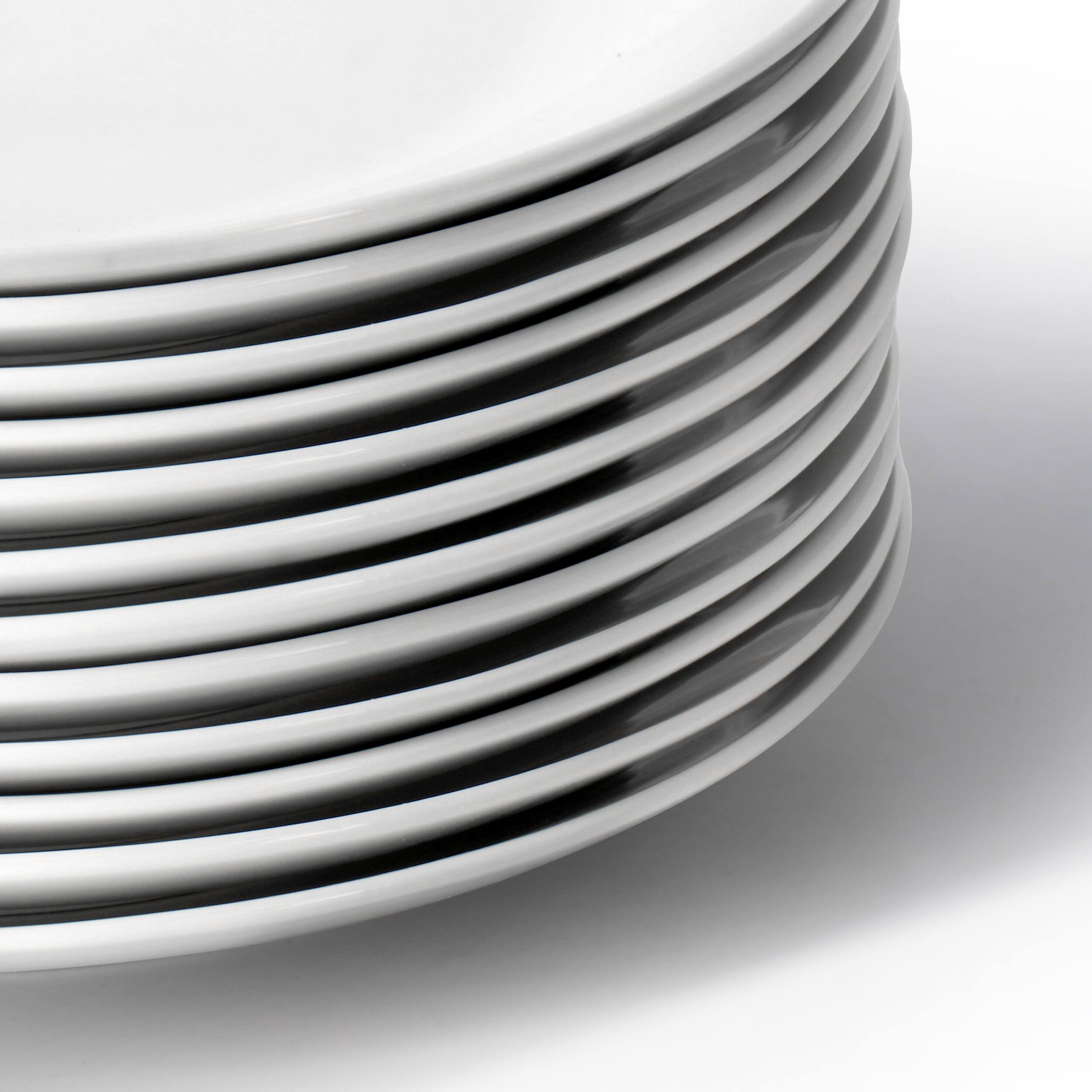 Alt View 4. Elama - Elama Porcelain 12 Piece Large Round Dinner Plate Set in White - White.