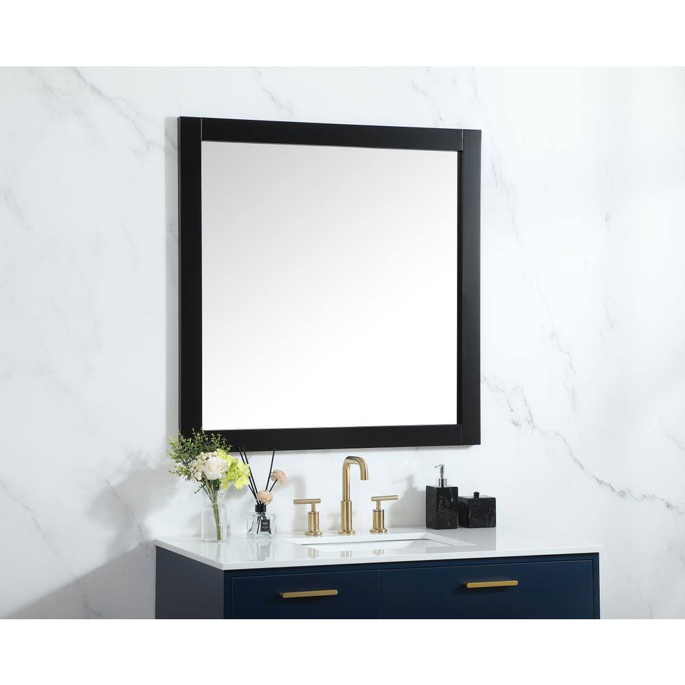 Alt View 2. Elegant Decor - Aqua vanity mirror 36x36 inch in black - Black.