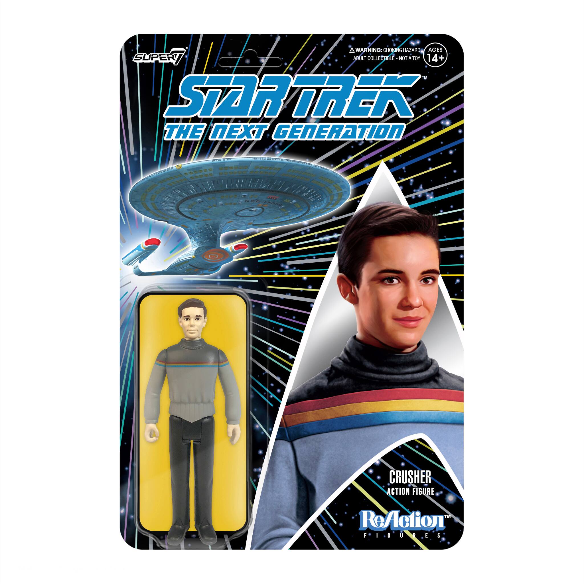 Front. Super7 - ReAction 3.75 in Plastic Star Trek: The Next Generation - Wesley Crusher.