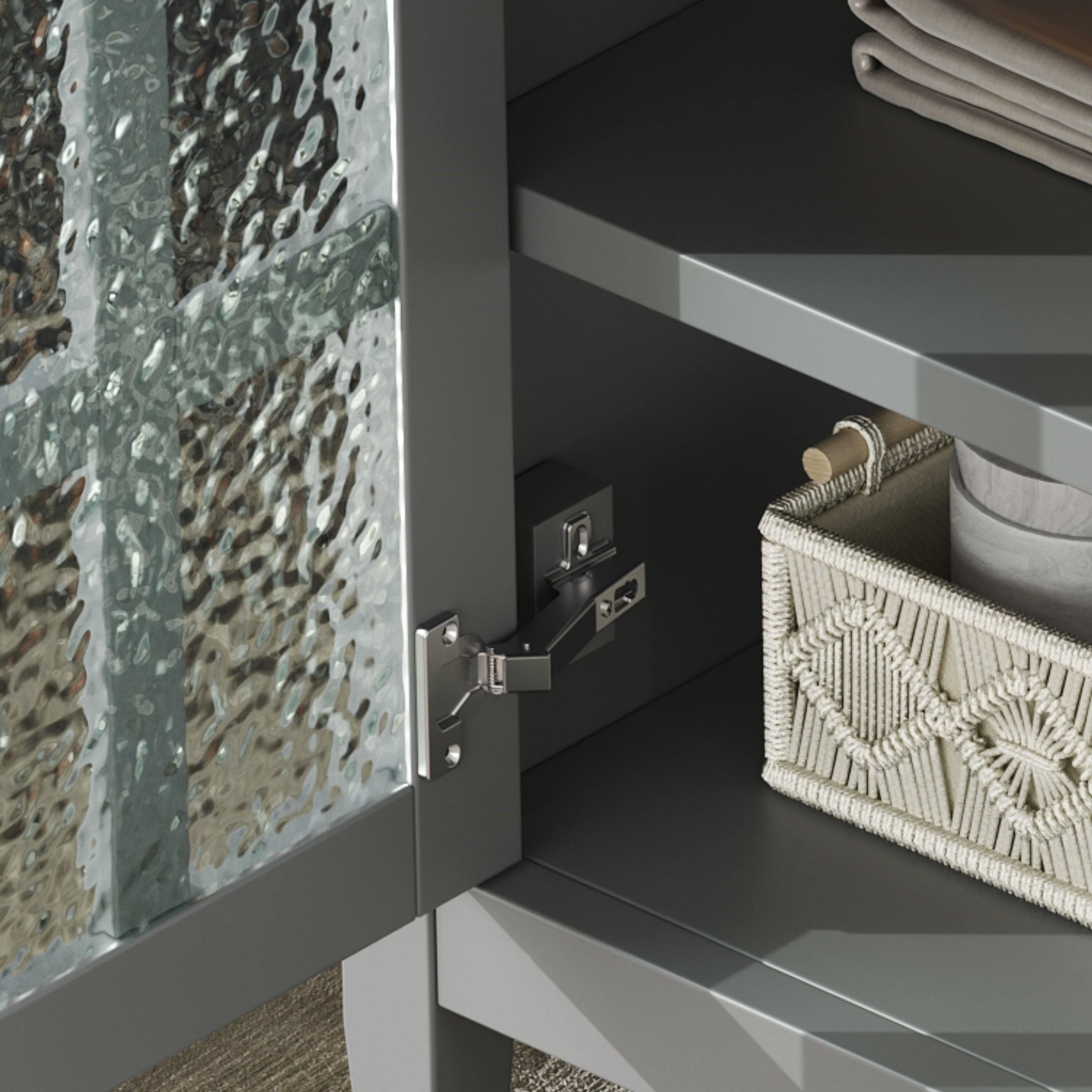 Alt View 6. Boyel Living - 30 Inch Bathroom Vanity with Ceramic Sink Adjustable Shelf Tip Out Tray Solid Wood Legs Gray - Gray.