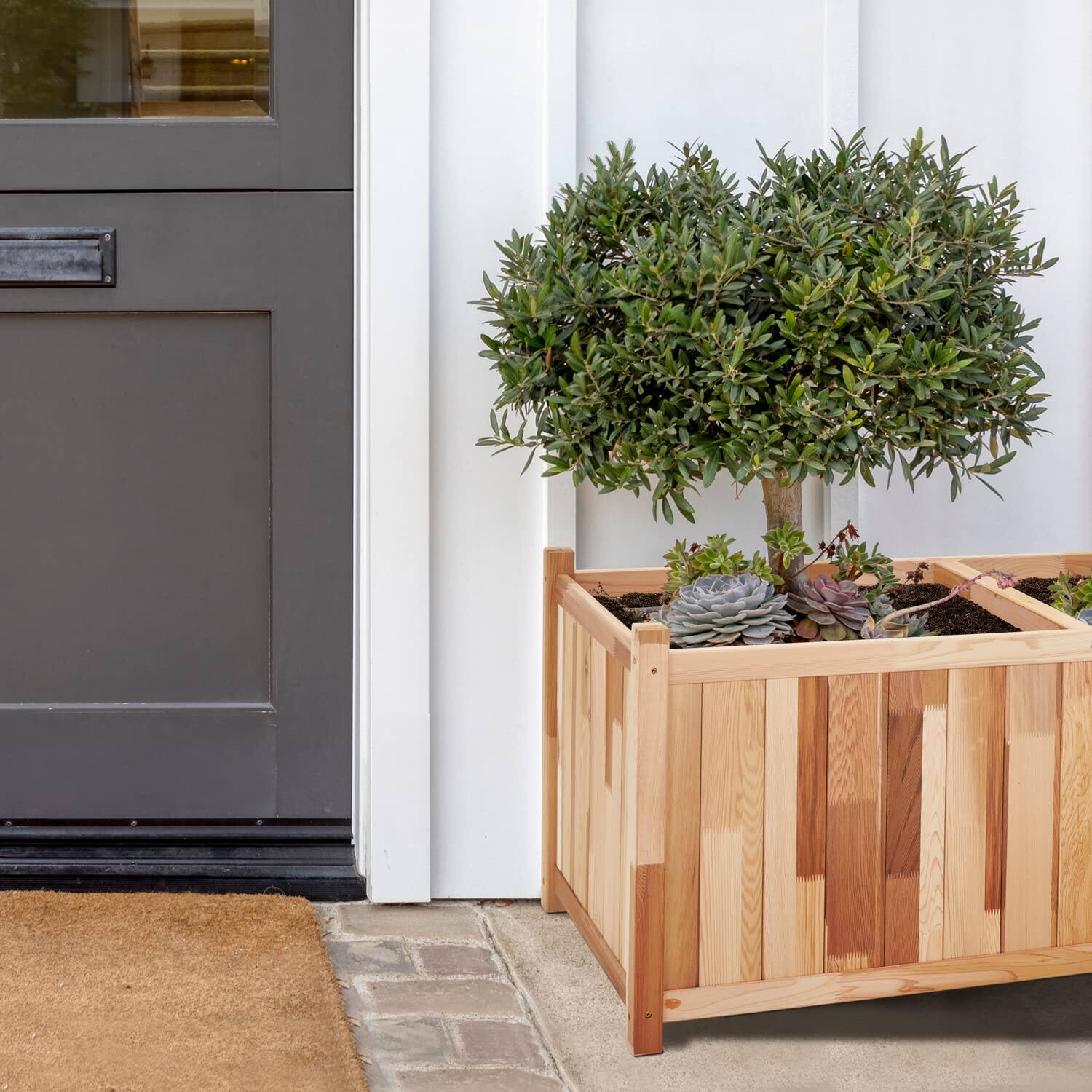 Alt View 5. Jumbl - Raised Garden Bed, 20 x 48 x 20 in, Durable Canadian Cedar Wood Elevated Garden Bed. - Brown.